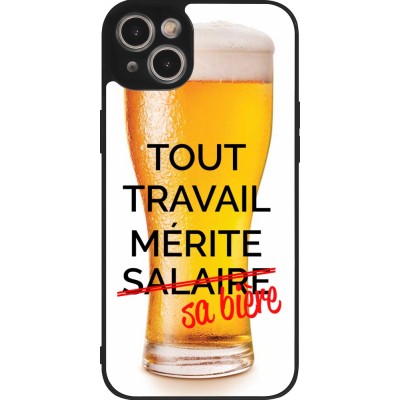 Coque iPhone 15 Plus - Silicone rigide noir Tout travail mérite sa bière