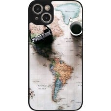 Coque iPhone 15 Plus - Silicone rigide noir Travel 01