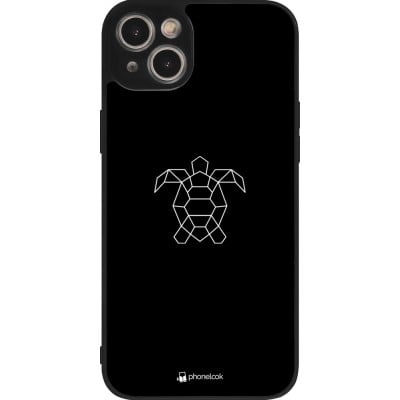 Coque iPhone 15 Plus - Silicone rigide noir Turtles lines on black