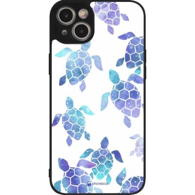 Coque iPhone 15 Plus - Silicone rigide noir Turtles pattern watercolor