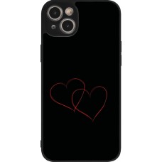 Coque iPhone 15 Plus - Silicone rigide noir Valentine 2023 attached heart