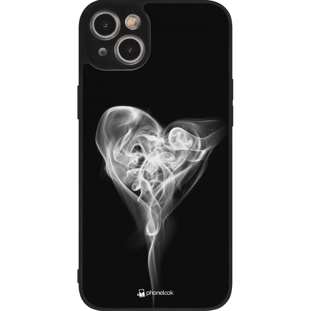 Coque iPhone 15 Plus - Silicone rigide noir Valentine 2022 Black Smoke