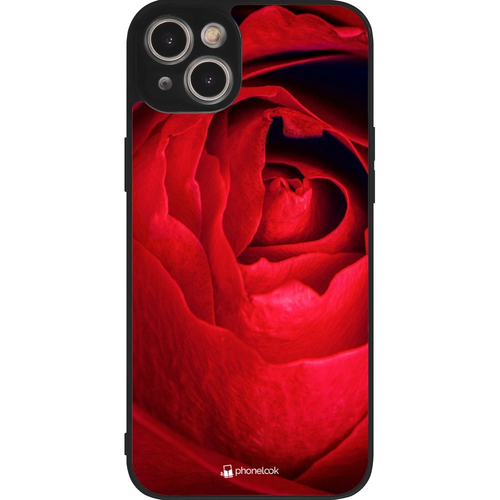 Coque iPhone 15 Plus - Silicone rigide noir Valentine 2022 Rose