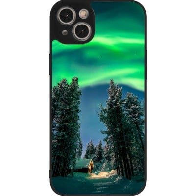 Coque iPhone 15 Plus - Silicone rigide noir Winter 22 Northern Lights