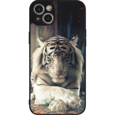 Coque iPhone 15 Plus - Silicone rigide noir Zen Tiger