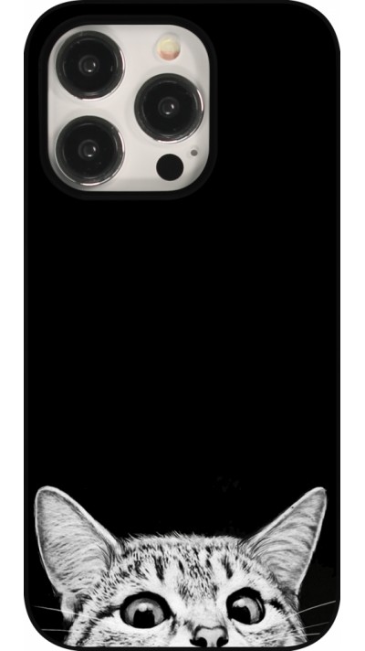 Coque iPhone 15 Pro - Cat Looking Up Black