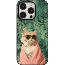 Coque iPhone 15 Pro - Cat Summer Palms