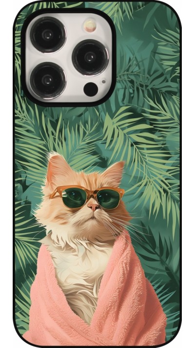 iPhone 15 Pro Case Hülle - Cat Summer Palms