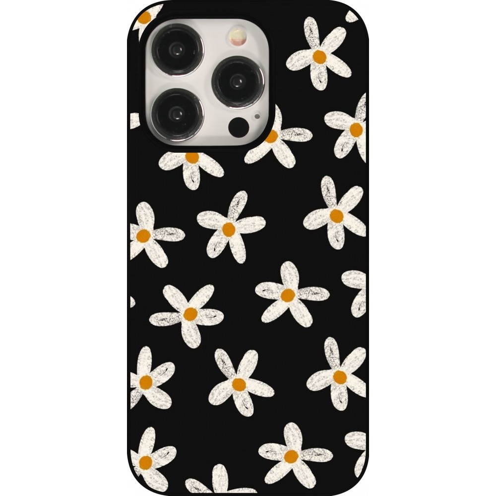 iPhone 15 Pro Case Hülle - Easter 2024 white on black flower