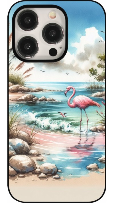 iPhone 15 Pro Case Hülle - Flamingo Aquarell