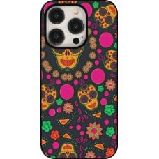 Coque iPhone 15 Pro - Halloween 22 colorful mexican skulls