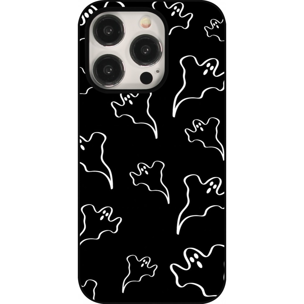 Coque iPhone 15 Pro - Halloween 2024 black and white ghosts