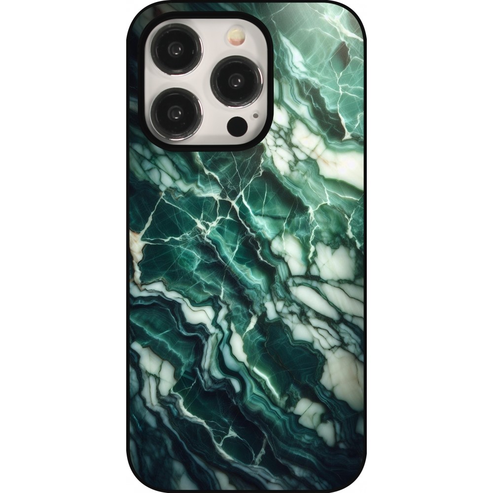 Coque iPhone 15 Pro - Marbre vert majestueux