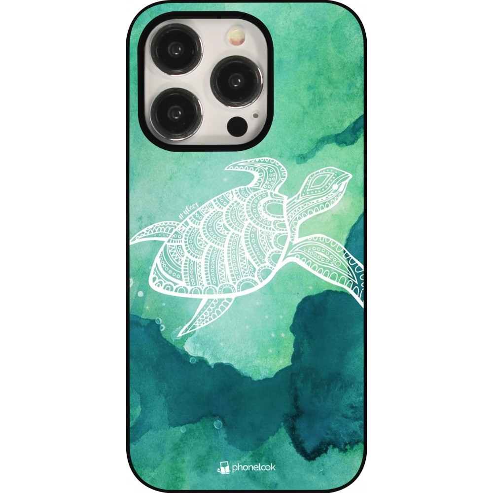 Coque iPhone 15 Pro - Turtle Aztec Watercolor