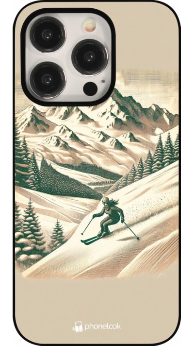 Coque iPhone 15 Pro - Vintage Ski Mountain