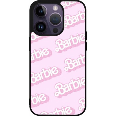 Coque iPhone 15 Pro - Silicone rigide noir Barbie light pink pattern