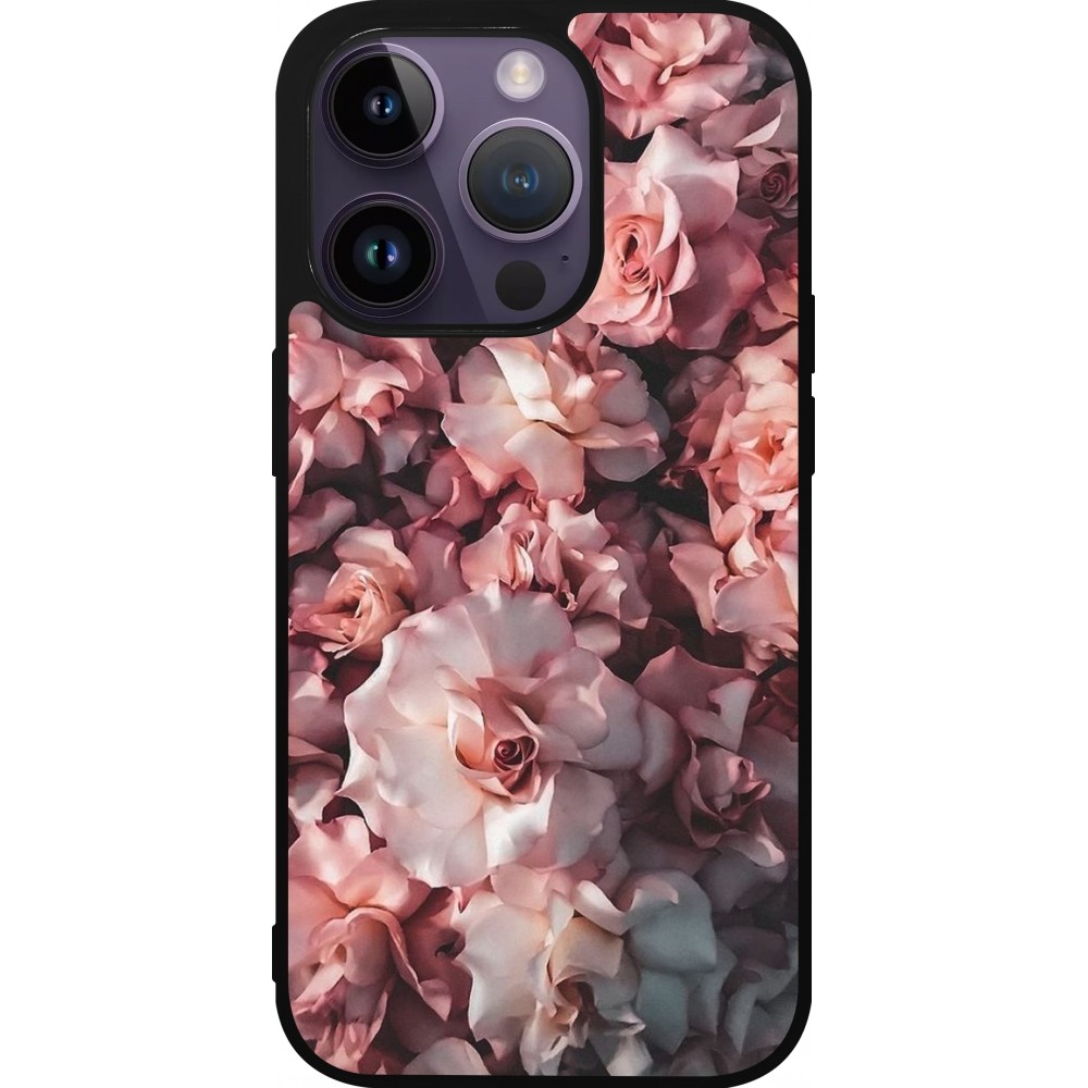 Coque iPhone 15 Pro - Silicone rigide noir Beautiful Roses