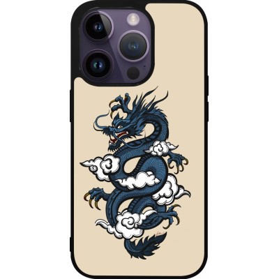 Coque iPhone 15 Pro - Silicone rigide noir Blue Dragon Tattoo