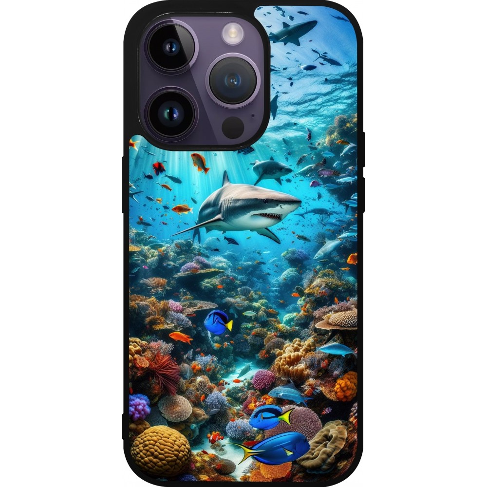 Coque iPhone 15 Pro - Silicone rigide noir Bora Bora Mer et Merveilles