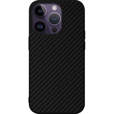 Coque iPhone 15 Pro - Silicone rigide noir Carbon Basic