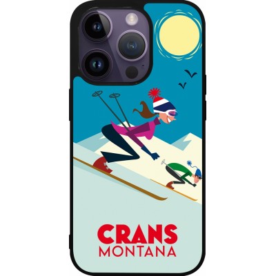 Coque iPhone 15 Pro - Silicone rigide noir Crans-Montana Ski Downhill