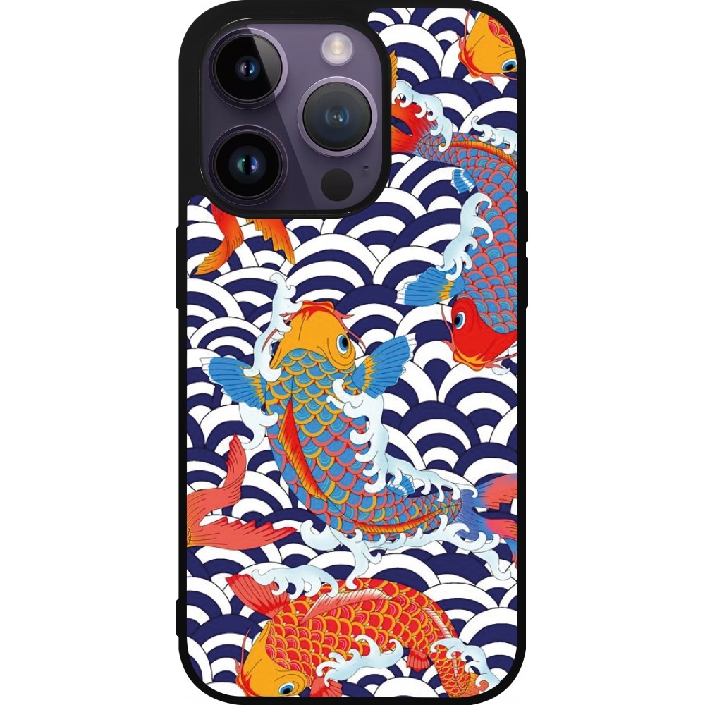 Coque iPhone 15 Pro - Silicone rigide noir Easter 2023 japanese fish