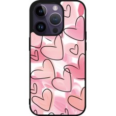 Coque iPhone 15 Pro - Silicone rigide noir Easter 2023 pink hearts