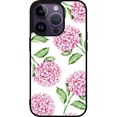 Coque iPhone 15 Pro - Silicone rigide noir Easter 2024 pink flowers