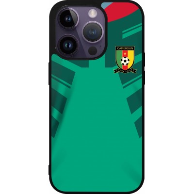 Coque iPhone 15 Pro - Silicone rigide noir Maillot de football Cameroun 2022 personnalisable