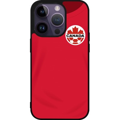 Coque iPhone 15 Pro - Silicone rigide noir Maillot de football Canada 2022 personnalisable