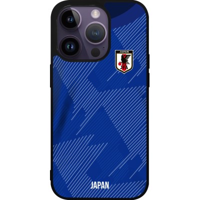 Coque iPhone 15 Pro - Silicone rigide noir Maillot de football Japon 2022 personnalisable