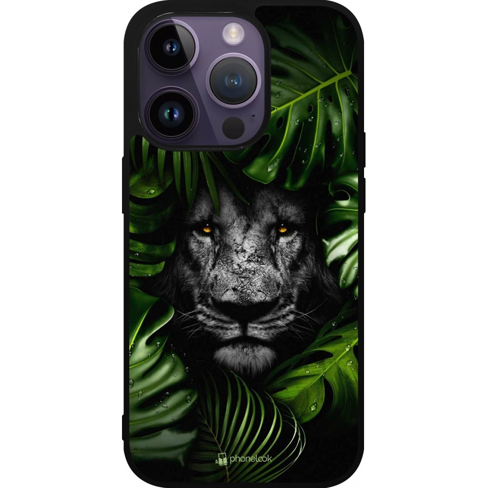 Coque iPhone 15 Pro - Silicone rigide noir Forest Lion