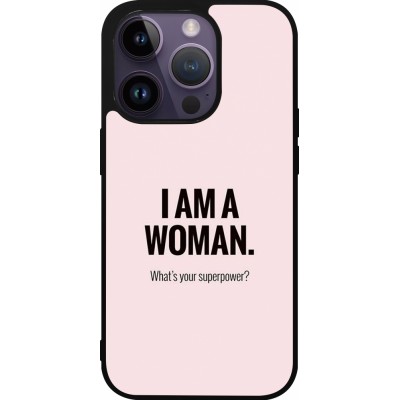 Coque iPhone 15 Pro - Silicone rigide noir I am a woman