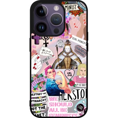 Coque iPhone 15 Pro - Silicone rigide noir Girl Power Collage