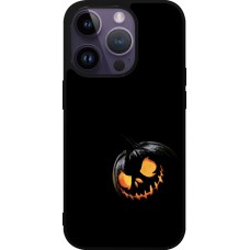 Coque iPhone 15 Pro - Silicone rigide noir Halloween 2023 discreet pumpkin