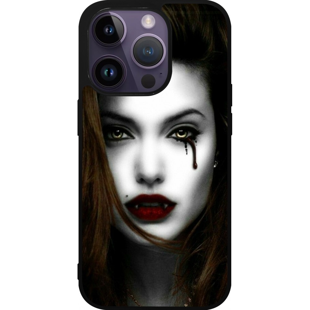 Coque iPhone 15 Pro - Silicone rigide noir Halloween 2023 gothic vampire