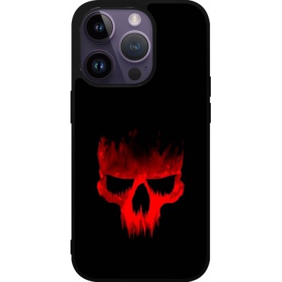 Coque iPhone 15 Pro - Silicone rigide noir Halloween 2023 scary skull