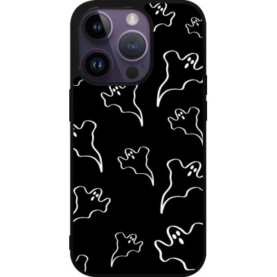 Coque iPhone 15 Pro - Silicone rigide noir Halloween 2024 black and white ghosts