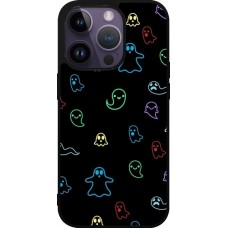 Coque iPhone 15 Pro - Silicone rigide noir Halloween 2024 colorful ghosts