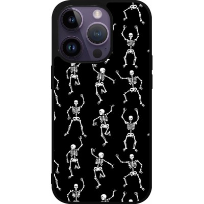 Coque iPhone 15 Pro - Silicone rigide noir Halloween 2024 dancing skeleton