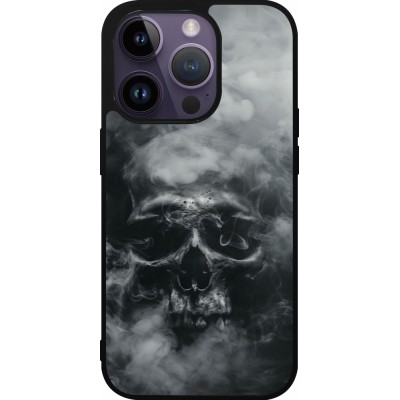 Coque iPhone 15 Pro - Silicone rigide noir Halloween 2024 smoky skull