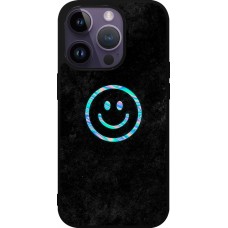 Coque iPhone 15 Pro - Silicone rigide noir Happy smiely irisé