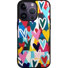 Coque iPhone 15 Pro - Silicone rigide noir Joyful Hearts