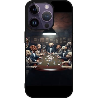 Coque iPhone 15 Pro - Silicone rigide noir Les pokerdogs