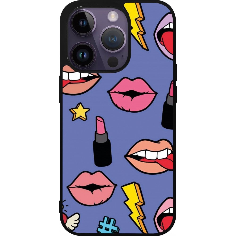 Coque iPhone 15 Pro - Silicone rigide noir Lips and lipgloss