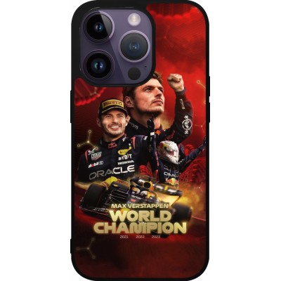 Coque iPhone 15 Pro - Silicone rigide noir Max Verstappen Champion 2023