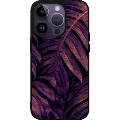 Coque iPhone 15 Pro - Silicone rigide noir Purple Light Leaves