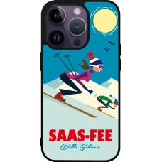 Coque iPhone 15 Pro - Silicone rigide noir Saas-Fee Ski Downhill