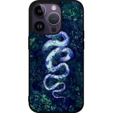 Coque iPhone 15 Pro - Silicone rigide noir Serpent Blue Anaconda