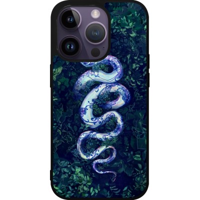 Coque iPhone 15 Pro - Silicone rigide noir Serpent Blue Anaconda